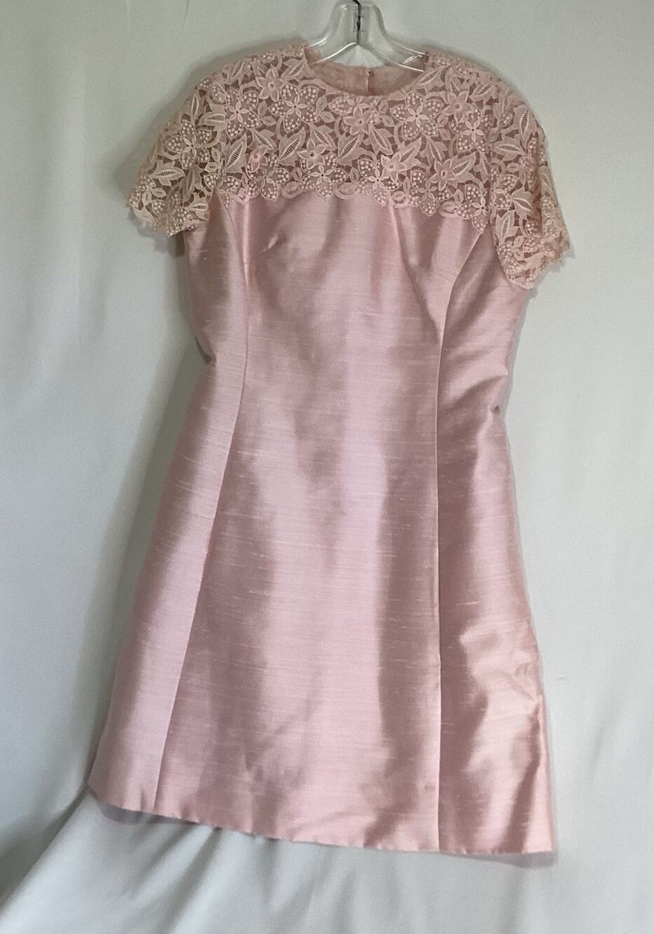 Vintage 1950s–60s Pink Union-Made Dress – Size 10
